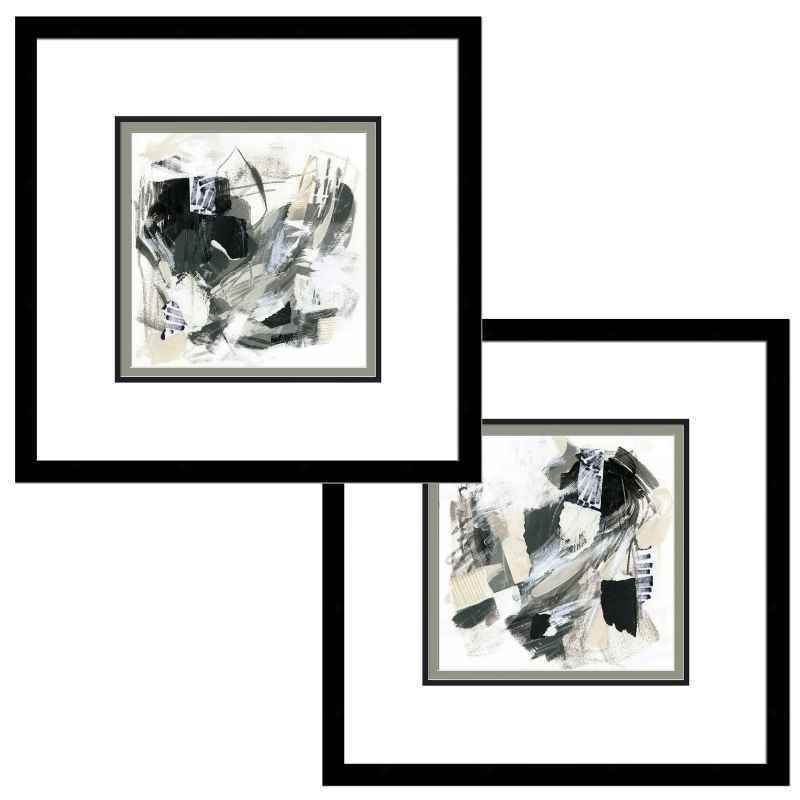 Framed Gicl&eacute;e Wall Art - Monochrome Maelstrom Set of 2